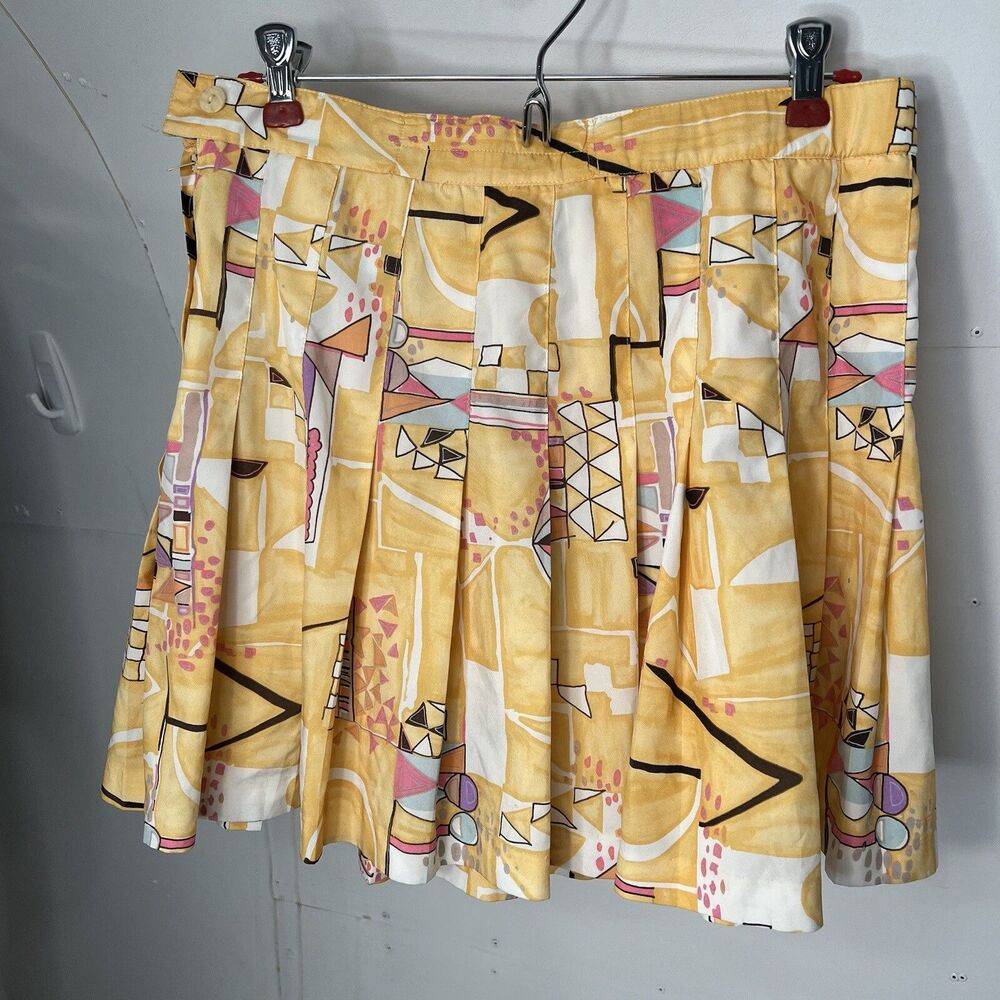 Vintage Tail Tennis Pleated Mini Skirt Pop Art Bright Colors Retro Size 12 *